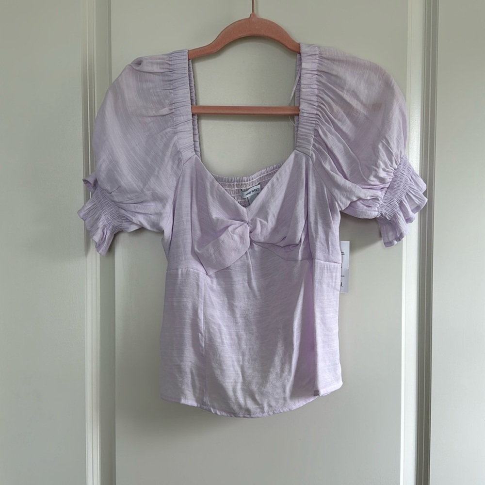 Faux Knot Puff Sleeve Blouse- NWT
